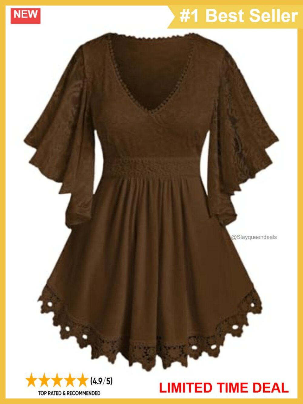 Plus Size Lace Panel Butterfly Sleeve Surplice Blouse Polyester Stretch Top